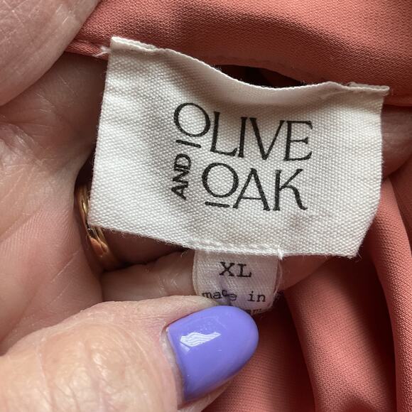 Olive & Oak Coral Long Sleeve Front Pockets Button Down Collared Blouse XL - Picture 3 of 6